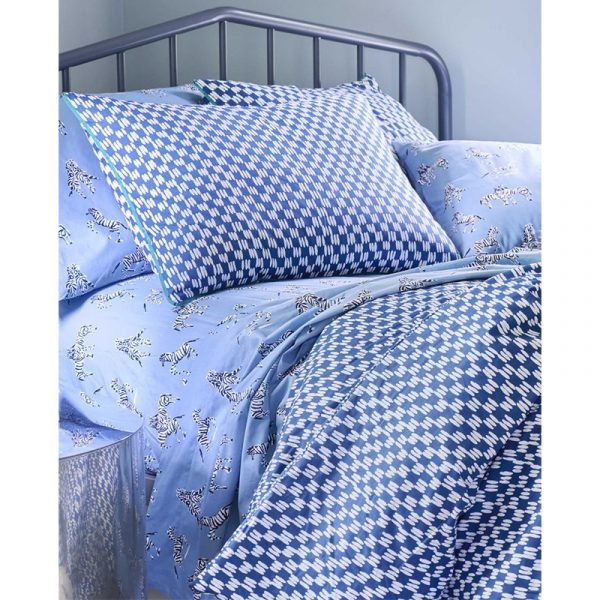 Martex Petite Painted Blue Check/Zebras In Love Bedding Set