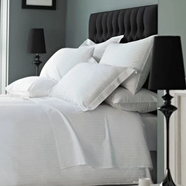 Vision Essentials 100% Cotton Satin Stripe Super King Duvet Cover
